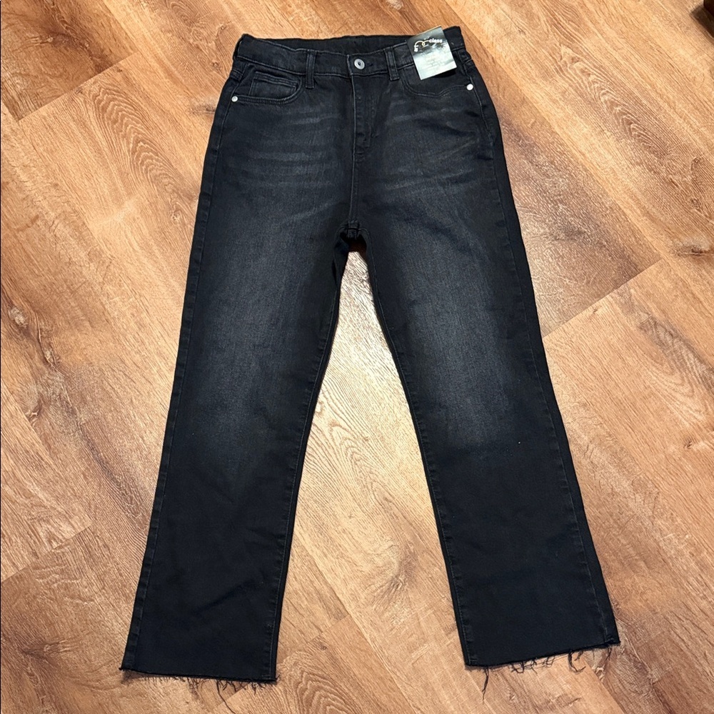art class Black Straight-Leg Jeans with Frayed Hem